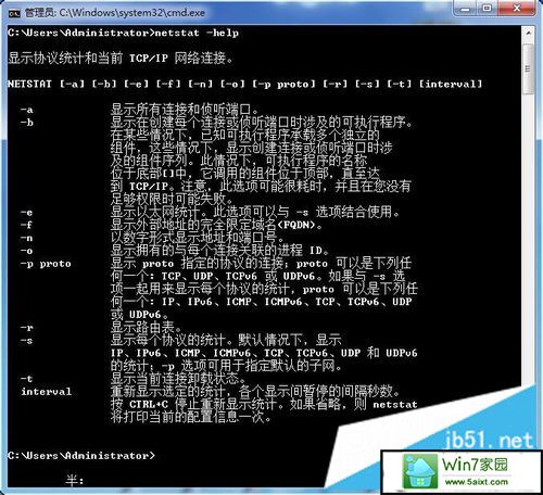 netstat -help